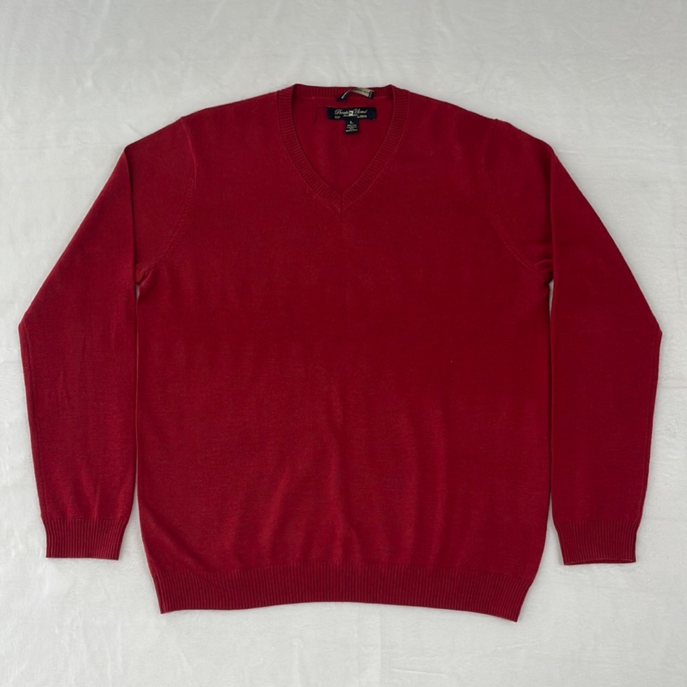 Pronto Uomo‎ Fine Merino Wool V-neck Sweater Mens Large